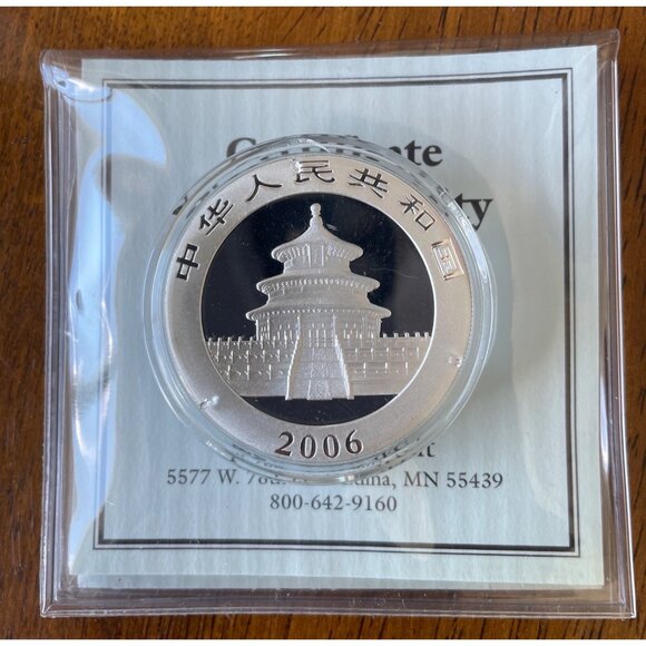 2006 Chinese Silver Panda Coin 1 Oz .999 Fine Silver With Certificate Of Authent - Picture 3 of 6